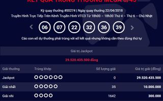 Kết quả Vietlott 22/4: Ai là chủ nhân giải Jackpot 29 tỷ đồng? Kết quả Vietlott 22/4: Ai là chủ nhân giải Jackpot 29 tỷ đồng?