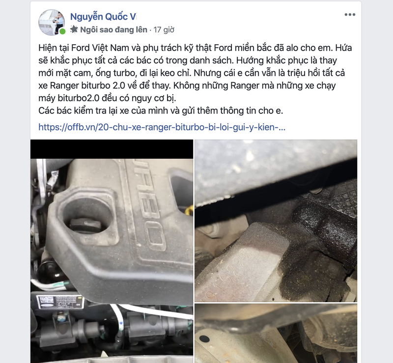 Thị trường xe - Thêm nhiều xe Ford Ranger Wildtrak 2.0L Bi-Turbo gặp lỗi rò rỉ dầu, Ford bảo hành miễn và sửa chữa miễn phí cho khách hàng (Hình 2).