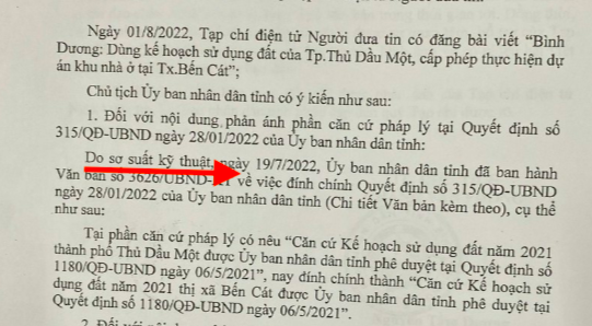 Hồ sơ điều tra - Vụ căn cứ kế hoạch sử dụng đất nơi này để cấp phép dự án nơi khác tại Bình Dương: Nguyên nhân do lỗi kỹ thuật