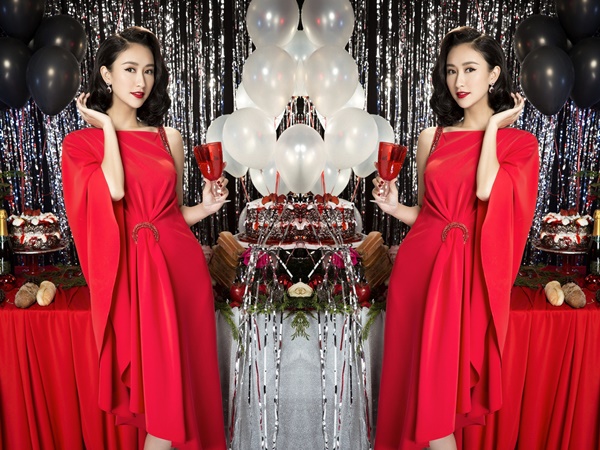 Á hậu Hà Thu đẹp hút hồn trong bộ ảnh Giáng sinh 2017 - Hình 2