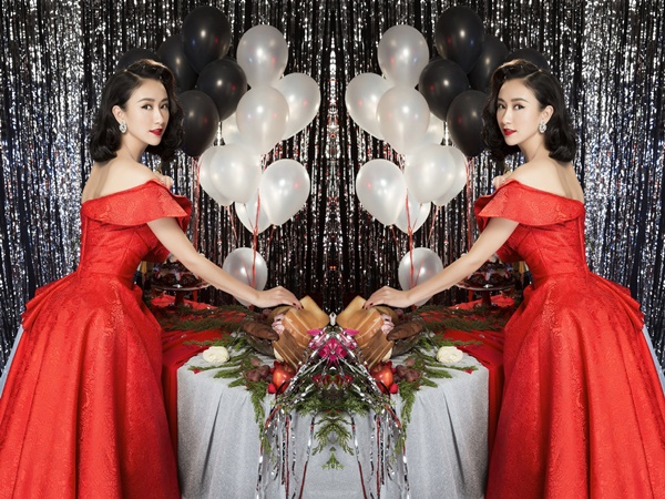 Á hậu Hà Thu đẹp hút hồn trong bộ ảnh Giáng sinh 2017 - Hình 5