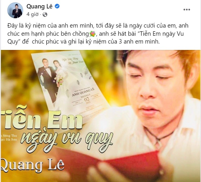 Văn hoá - “Người tình tin đồn” sắp lấy chồng, Quang Lê tuyên bố làm một điều đặc biệt trong lễ cưới (Hình 2).