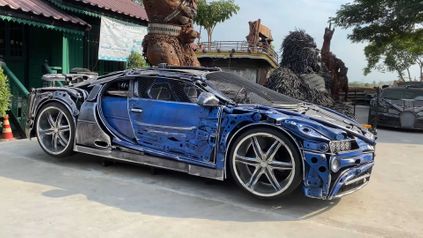 scrap metal art thailand bugatti chiron