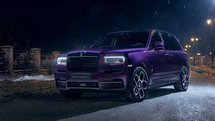 rolls royce cullinan black and bright collection purple three quarters