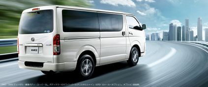 jdm spec 2017 toyota hiace rear three quarters