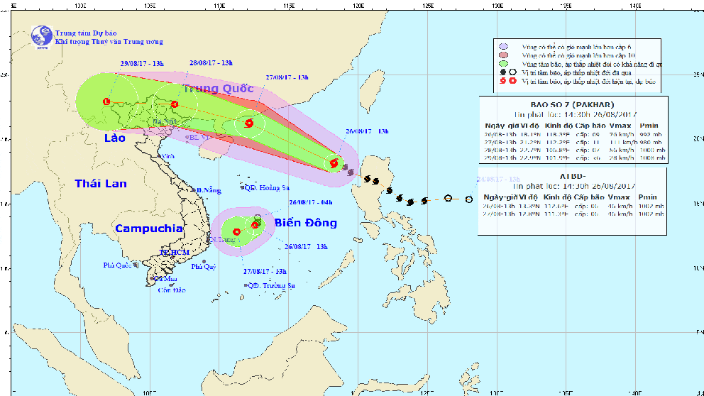 Tin mới nhất về cơn bão số 7 và áp thấp nhiệt đới