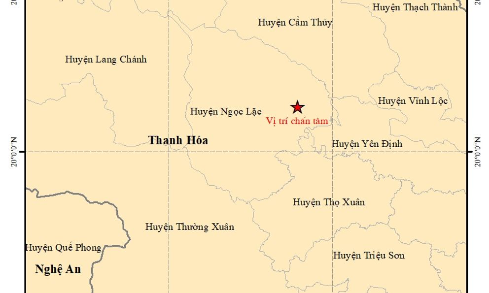 Động đất cường độ 4,1 độ richter tại Thanh Hóa