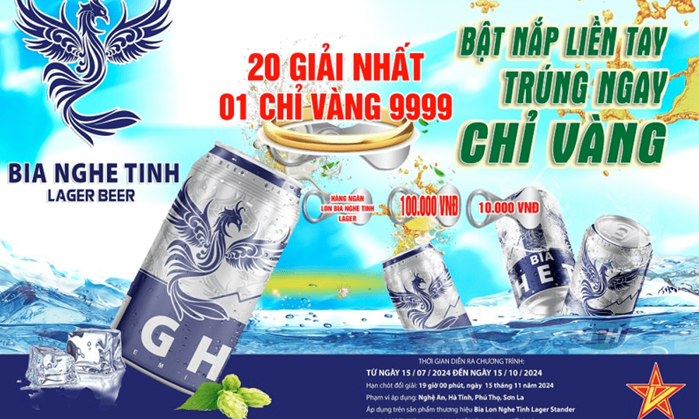 Cơ hội vàng cùng bia Nghe Tinh: “Bật nắp liền tay, nhận ngay chỉ vàng”