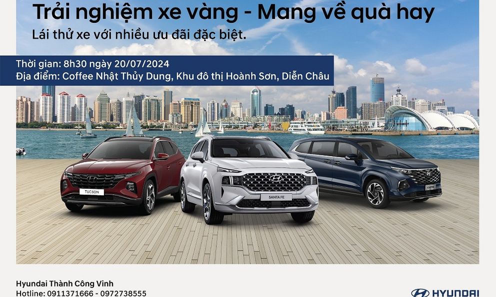 'Trải nghiệm xe vàng - Mang về quà hay' cùng Hyundai Vinh tại Diễn Châu